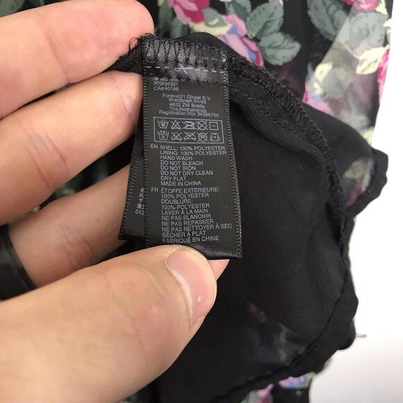 Forever 21 Dress Womens M Empire Waist Mini Dark Florals Square Neck Lace Y2K - Picture 8 of 9